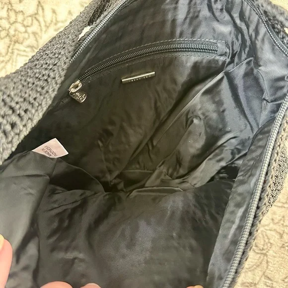 The Sak Black Crochet Bucket Shoulder Bag - Picture 8 of 9